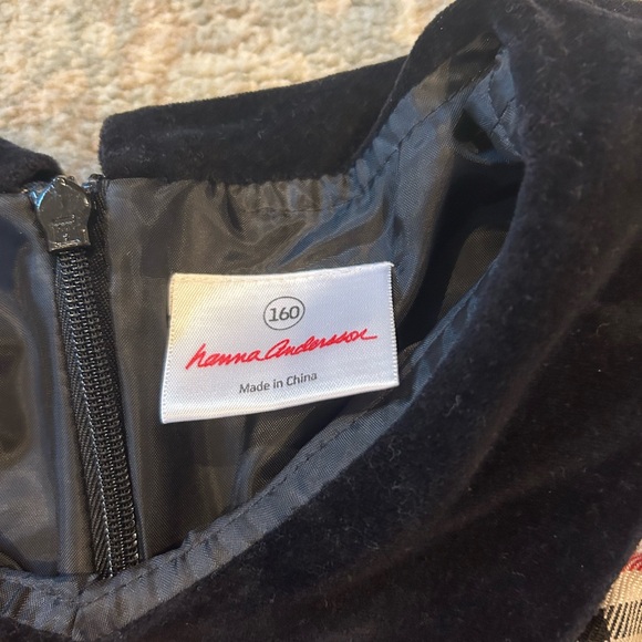 Hanna Andersson girls plaid dress 160cm white black red velvet - Picture 2 of 9